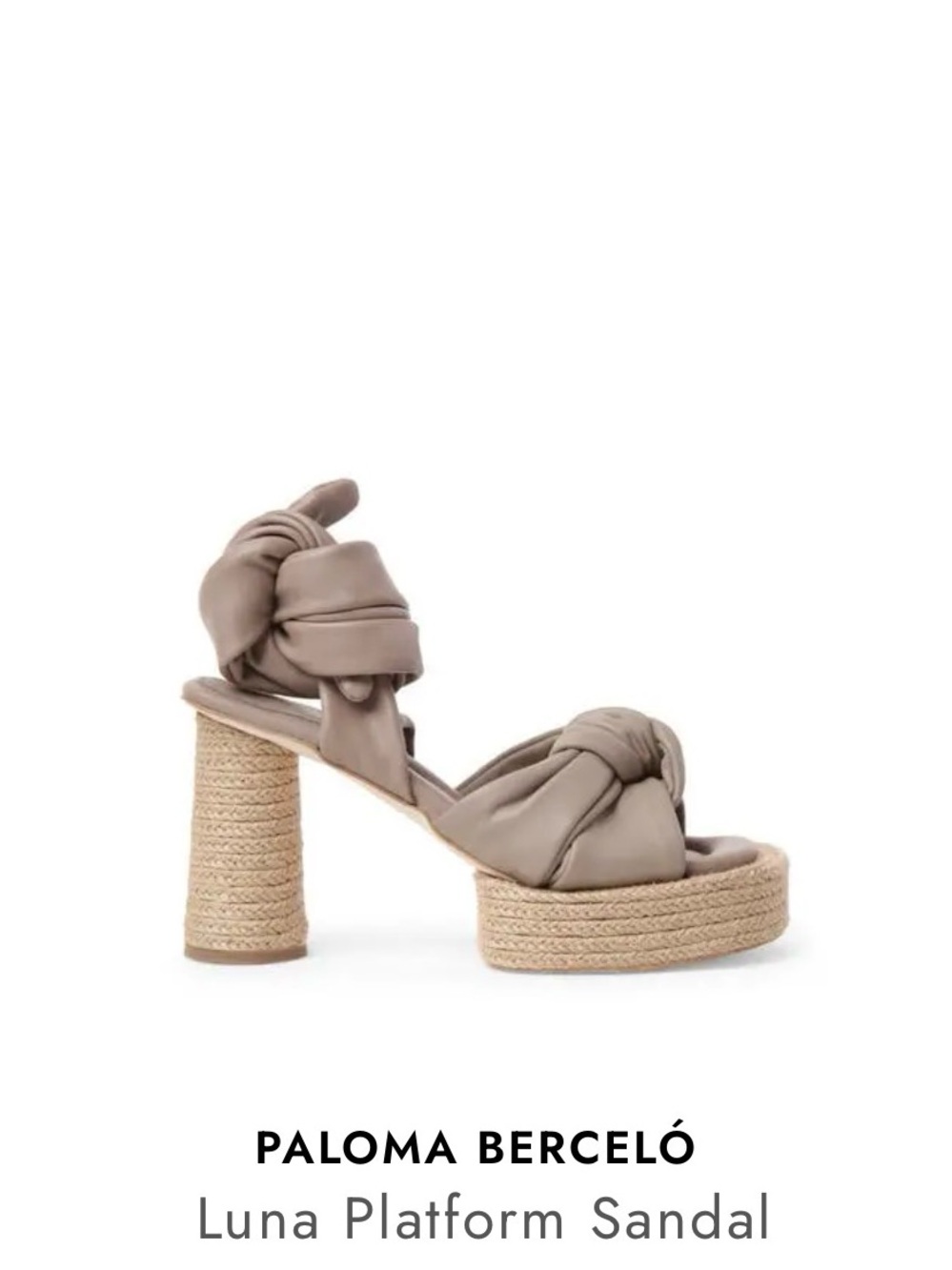 Paloma Barceló Taupe Knotted Platform Sandal
